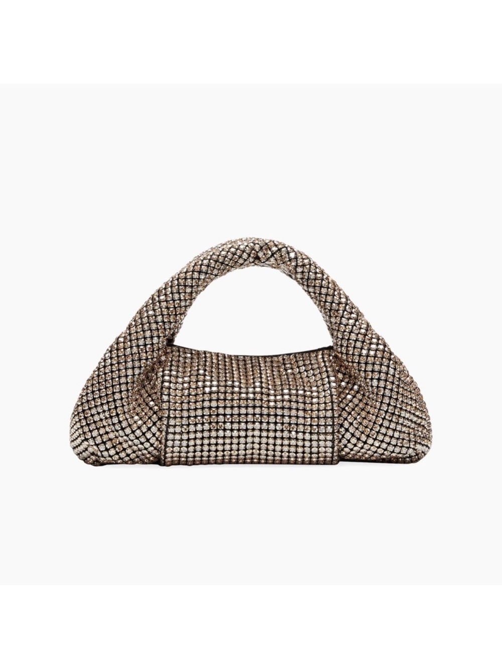 Stuart Weitzman Champagne Crystal Mesh Top-Handle Mini Bag